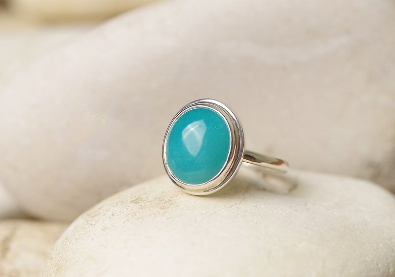 Amazonite Ring - Gemstone Ring - 戒指 - 纯银 蓝色
