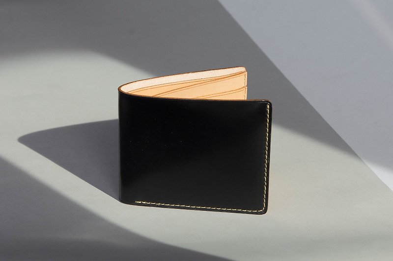 ALEX- MINIMAL HIGH QUALITY COW LEATHER FROM FRANCE SHORT WALLET- BLACK - 皮夹/钱包 - 真皮 黑色