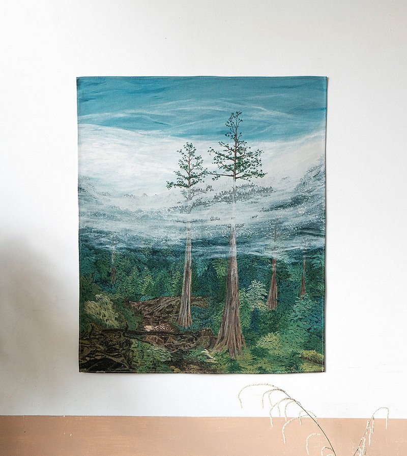 台湾山挂布 - 台湾杉森林 70 x 83 cm - 海报/装饰画/版画 - 棉．麻 绿色