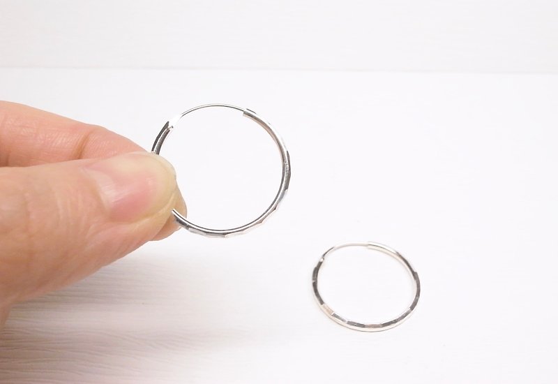 二毛银【厚2mm切面银管大型圈圈耳环】一对 - 耳环/耳夹 - 其他金属 