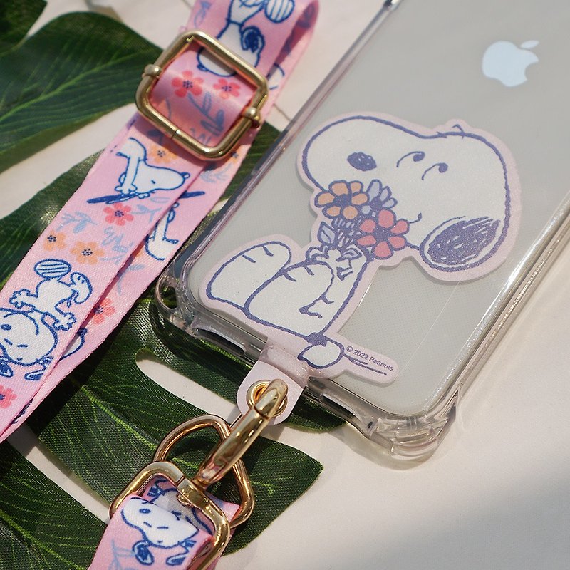 Snoopy 史努比 多功能手机夹片挂绳组 手机挂绳夹片 - 小花粉 - 手机配件 - 其他材质 粉红色