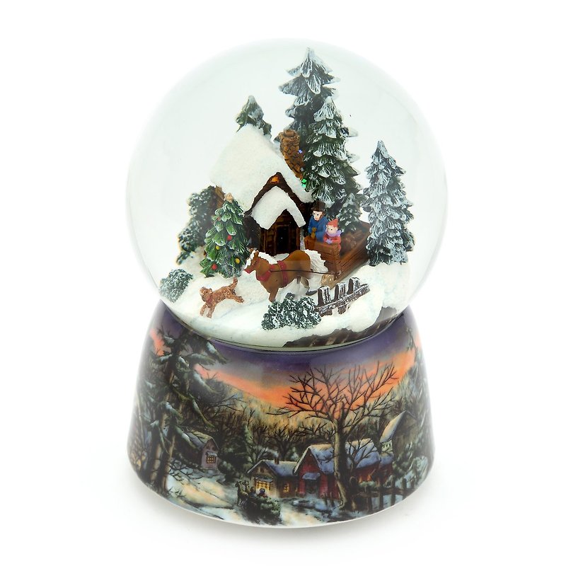 雪中森林漫游 水晶球音乐盒   生日 圣诞 交换礼物  疗愈小物 - 摆饰 - 瓷 