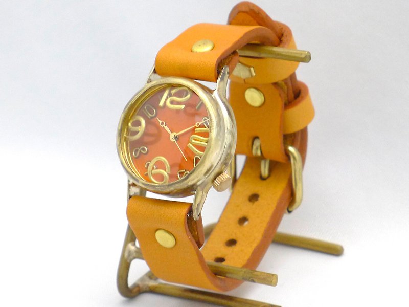 手作り腕時計  On Time-B  OR(オレンジ)文字盤 Mens Brass (214B OR) - 男表/中性表 - 铜/黄铜 橘色