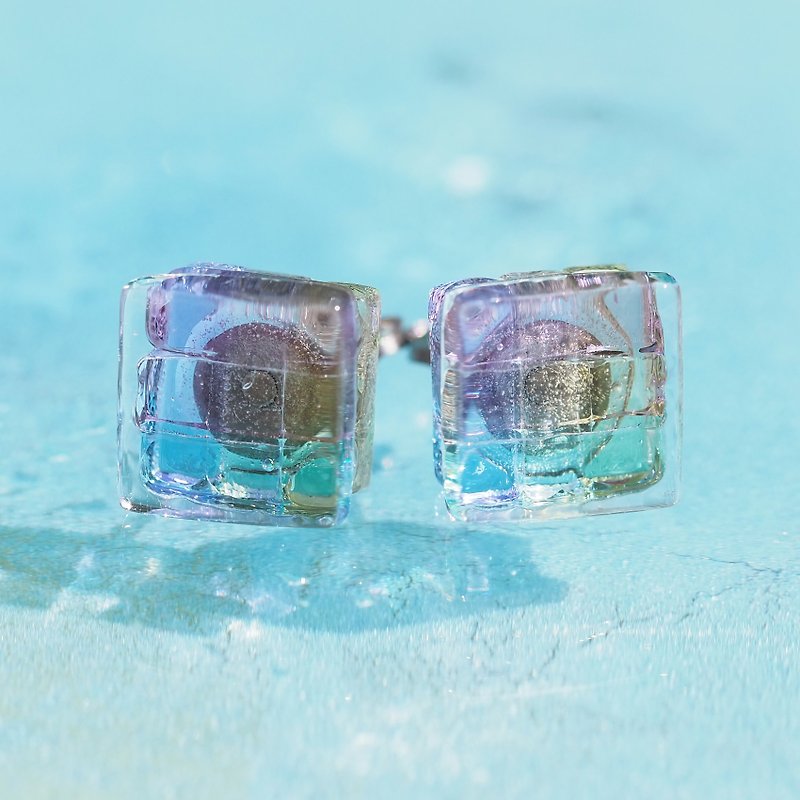 [Rainbow] Thank you glass (Thank you [Sakurayuki]) Titanium earrings / Clip-On[Choice of metal fittings] [Made to order]