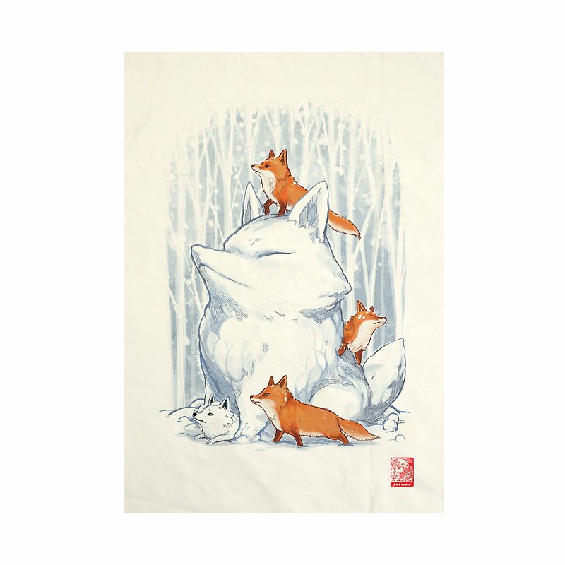 Snow fox Fabric Art  Canvas No frame - 其他 - 棉．麻 白色