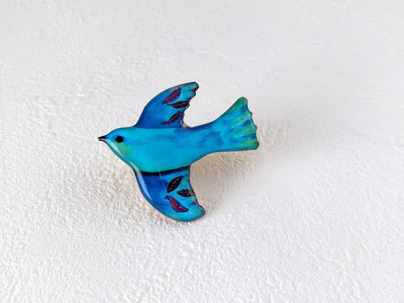 南国の小鳥ブローチ(ブルーラズベリー) - 胸针 - 树脂 蓝色