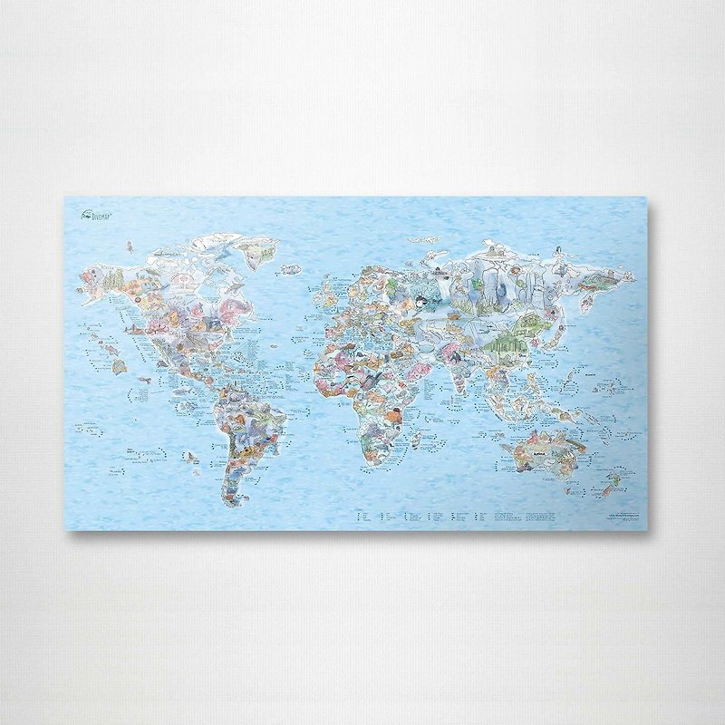 潜水胜地世界地图海报 - 地图 - 纸 多色