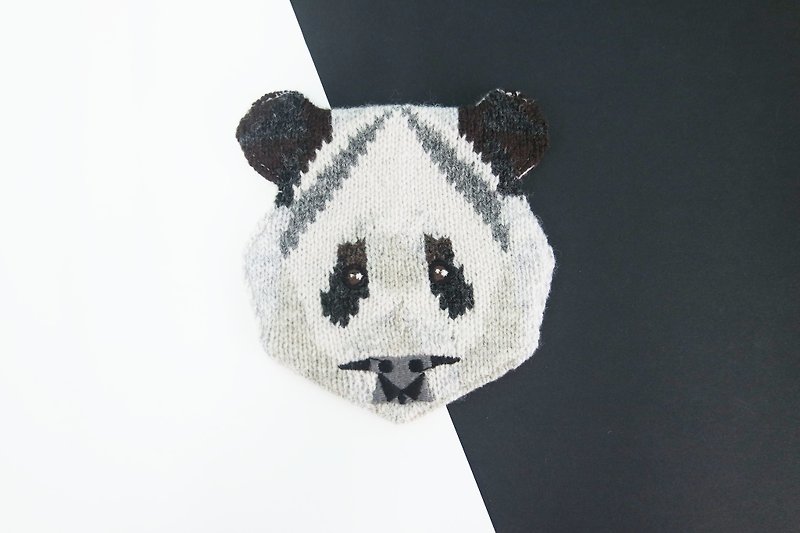 熊猫针织刺绣散子包:｜香港设计 - 零钱包 - 羊毛 白色