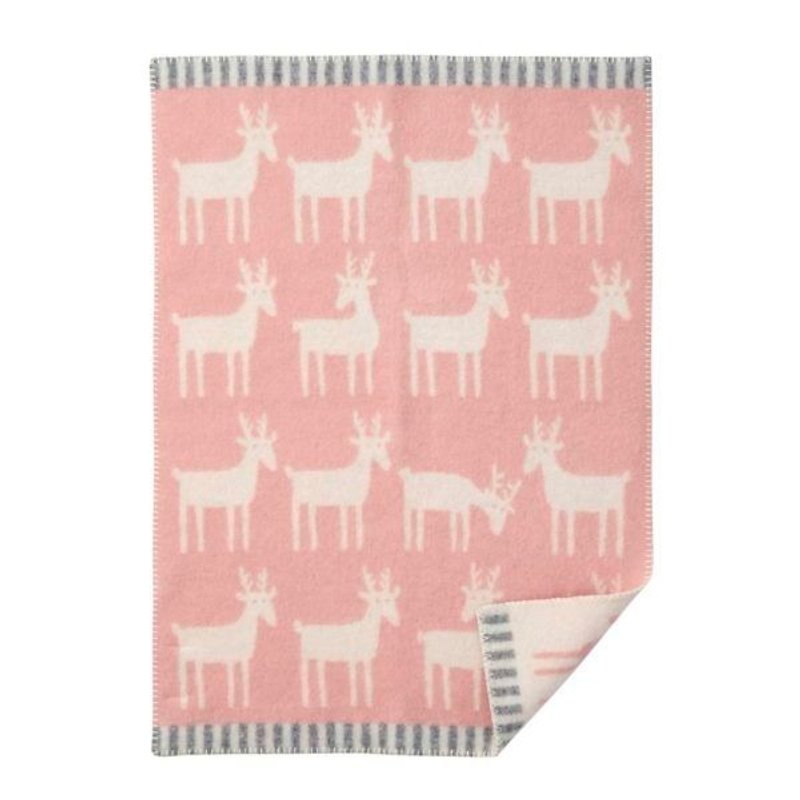 瑞典Klippan有机羊毛毯--圣诞礼物►北欧麋鹿 (淡雾粉) - 被子/毛毯 - 羊毛 粉红色