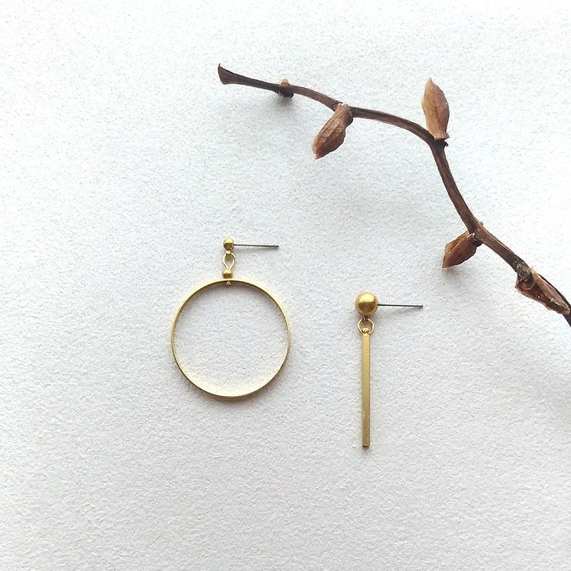 e059-0与1-黄铜针式夹式耳环 - 耳环/耳夹 - 铜/黄铜 金色