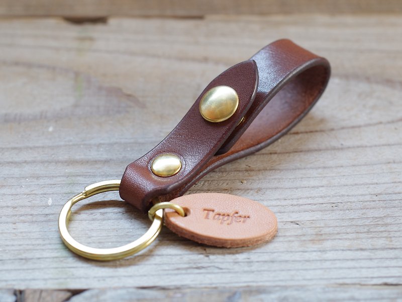 ヌメ革 キーホルダー チョコ - 钥匙链/钥匙包 - 真皮 咖啡色