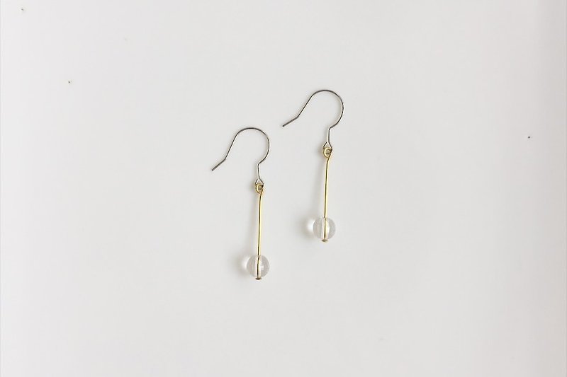 小透明 水晶黄铜造型耳环 - 耳环/耳夹 - 宝石 透明