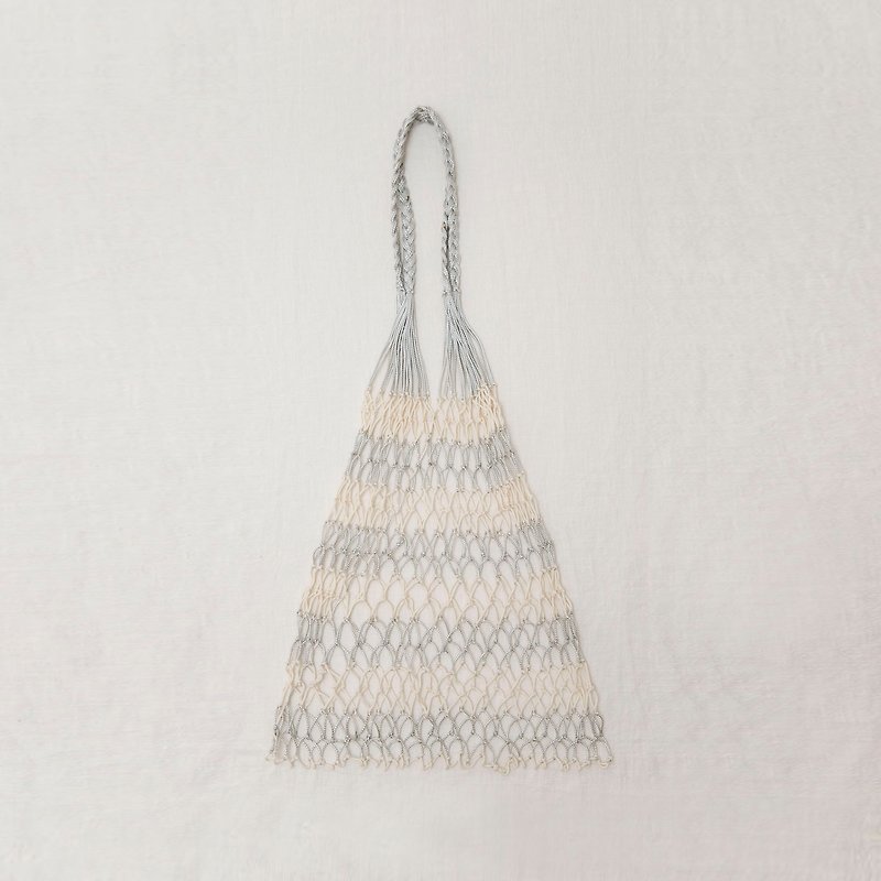 岛中坊研 手织鱼网袋 (银白间色) - 其他 - 聚酯纤维 银色