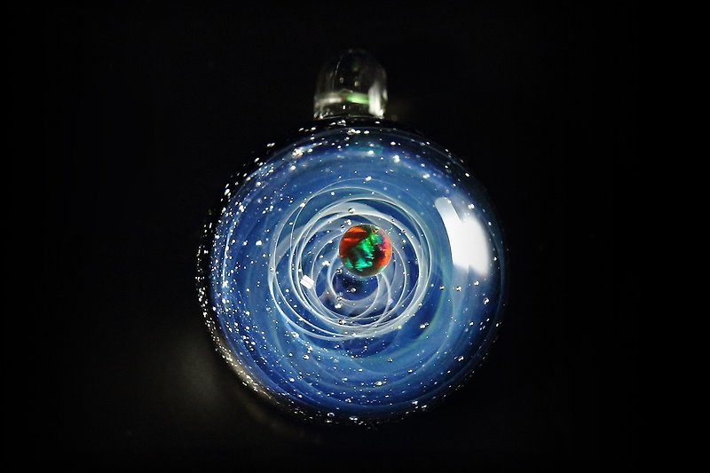 (螺旋宇宙) 宇宙玻璃球 no.55 - 颈链 - 玻璃 蓝色