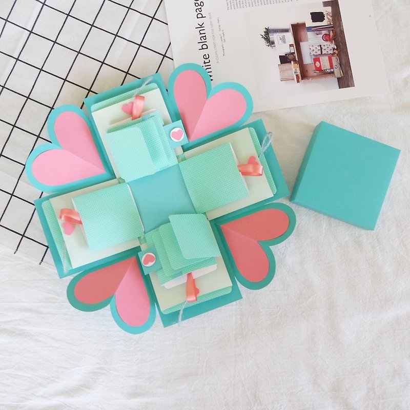Sweet Home 礼物盒卡片－经典Tiffany款 绿盒－手工卡片/爆炸卡 - 卡片/明信片 - 纸 