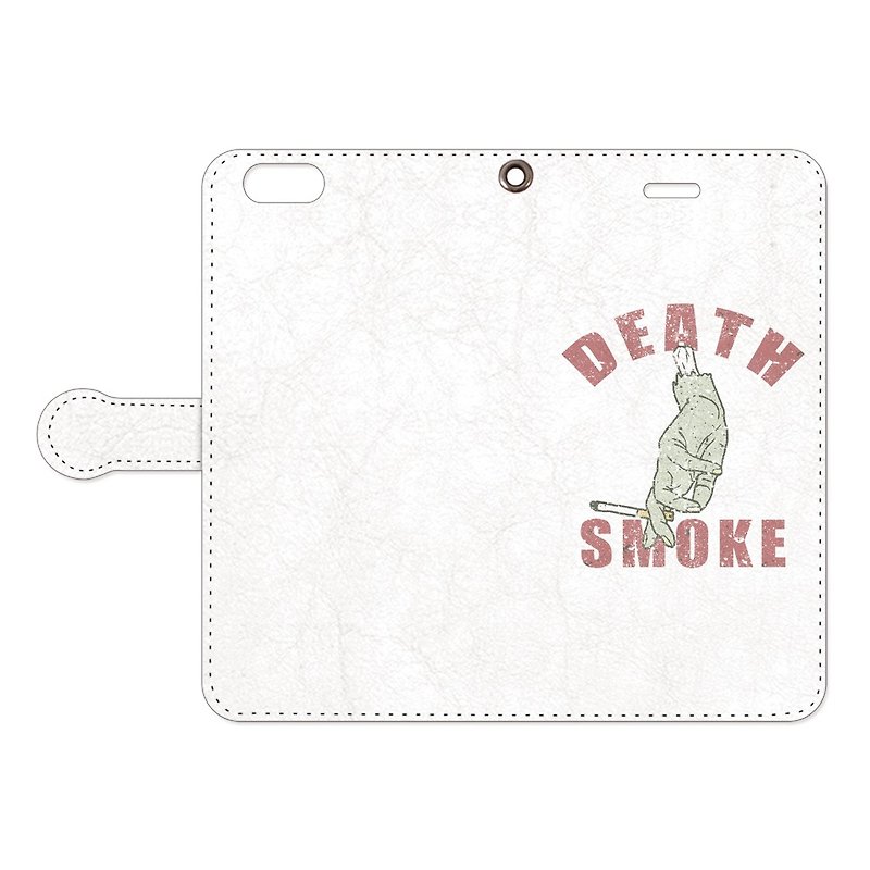 手帳型iPhoneケース /  Death Smoke - 手机壳/手机套 - 真皮 白色