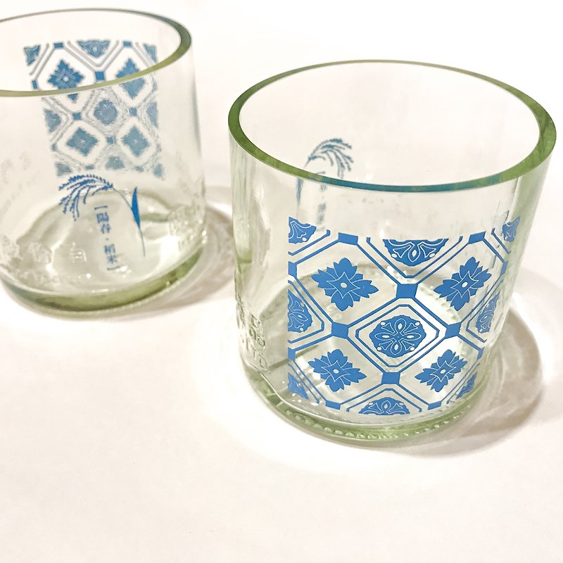 四季酿造 阳春-金门高粱酒瓶花砖玻璃杯 - 茶具/茶杯 - 玻璃 蓝色