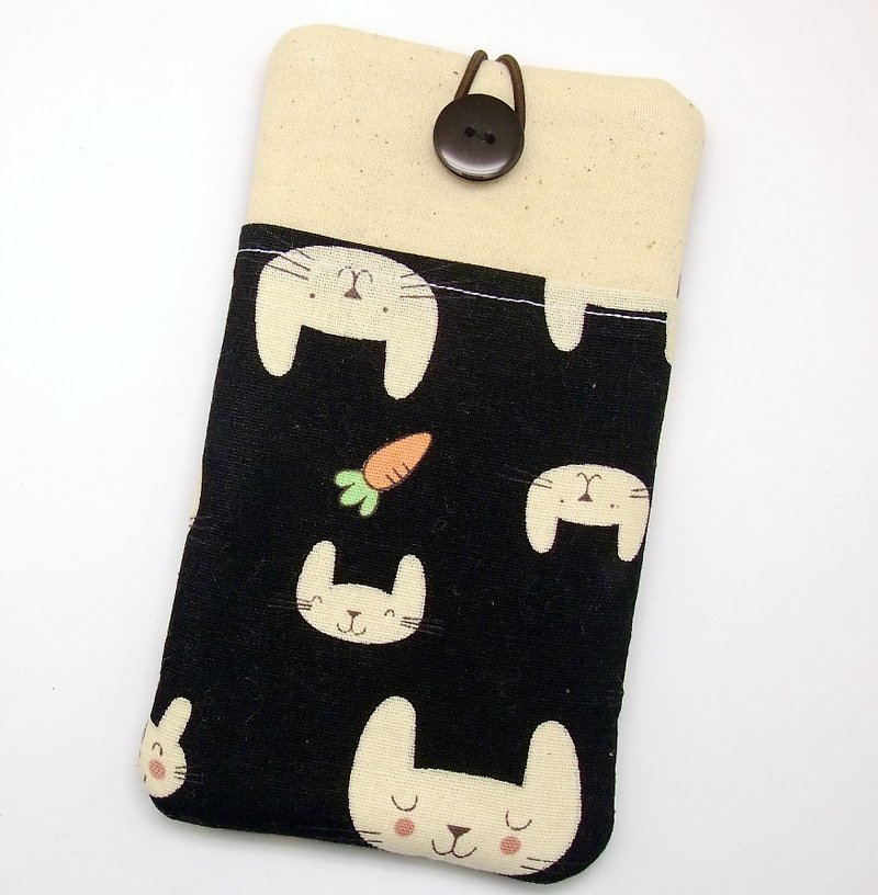 定制化电话包 手机袋 手机保护布套例如 iPhone - 猫咪 (P-254) - 手机壳/手机套 - 棉．麻 黑色