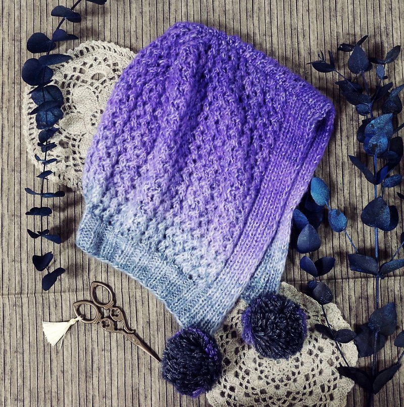 手作-紫罗兰-遮耳帽-毛线毛帽 - 帽子 - 羊毛 紫色