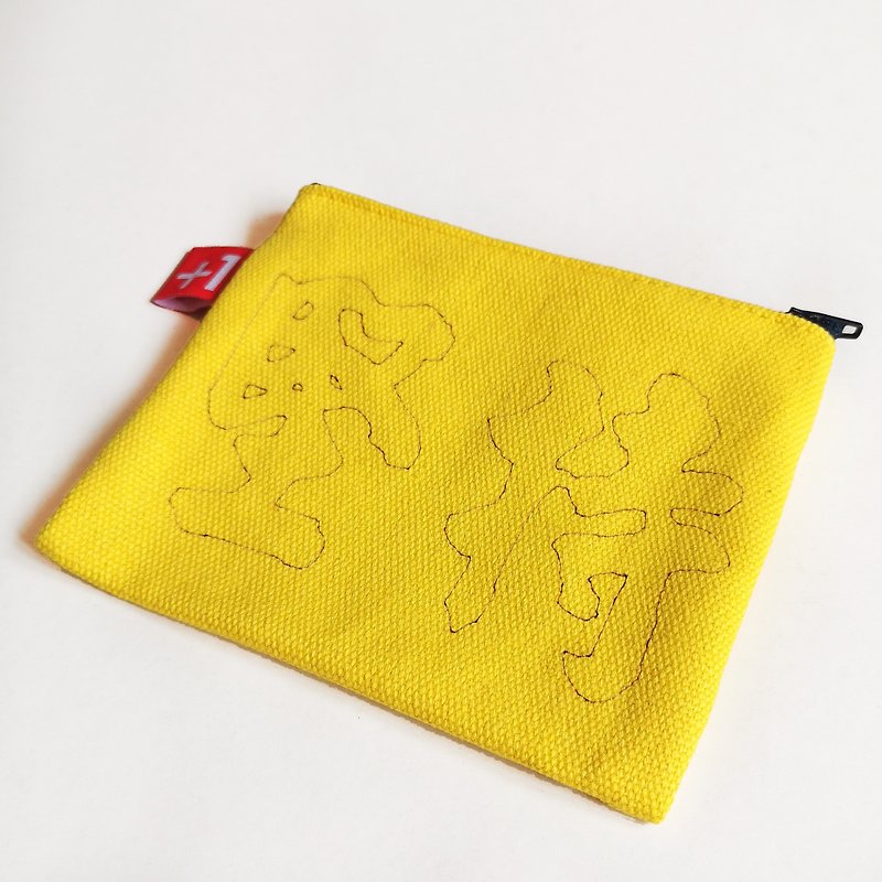 帆布散纸包 (坚持/HONG KONG!) - 零钱包 - 棉．麻 黄色