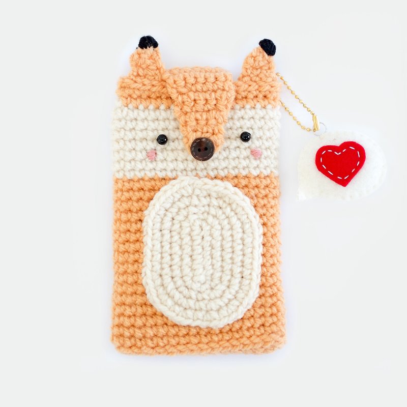 Crochet Fox iPhone case with Love Bubble Keychain - 手机壳/手机套 - 其他材质 咖啡色