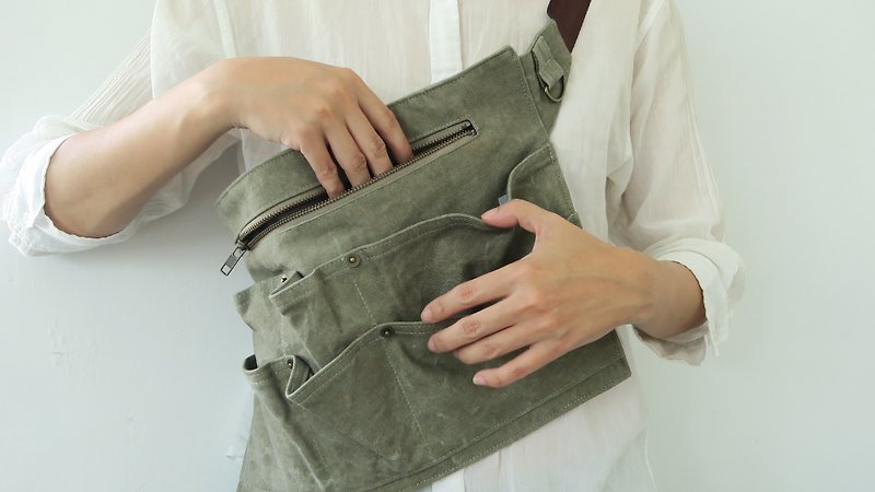腰间工具袋 | 帆布 | 矿石绿 - 化妆包/杂物包 - 棉．麻 蓝色
