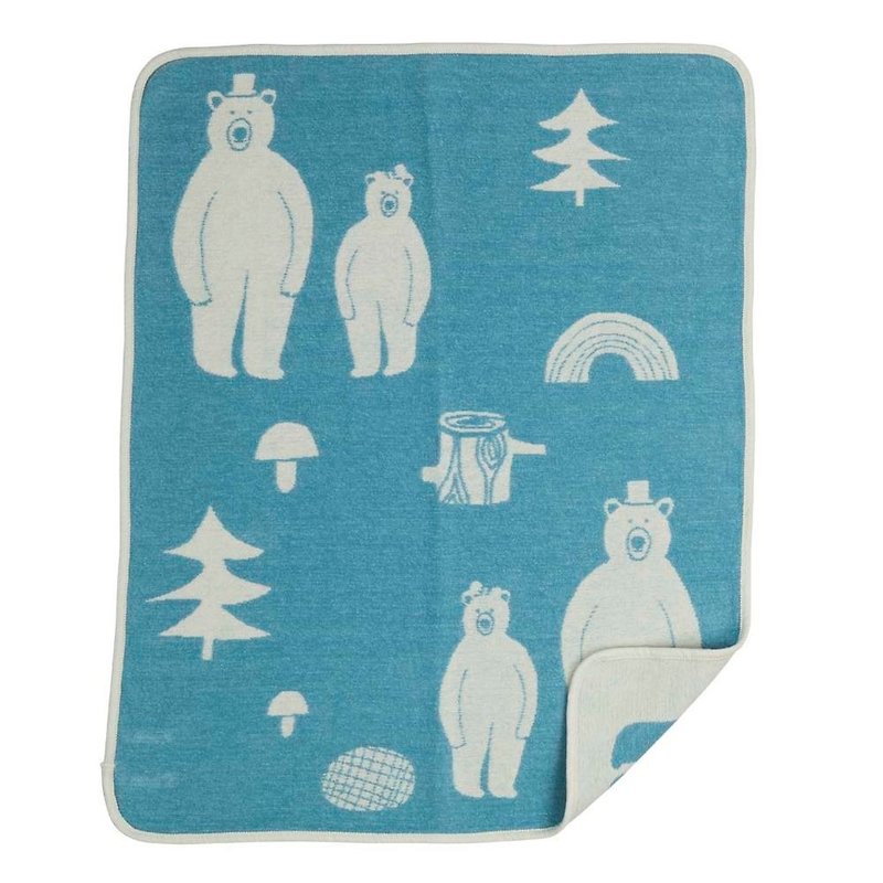 宝宝毯/弥月礼 瑞典Klippan有机棉毯--熊熊好朋友(水星蓝) - 被子/毛毯 - 棉．麻 蓝色