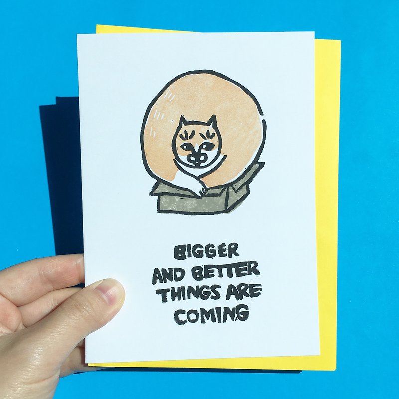 Hand-printed greeting card - Bigger and better things are coming - 卡片/明信片 - 纸 