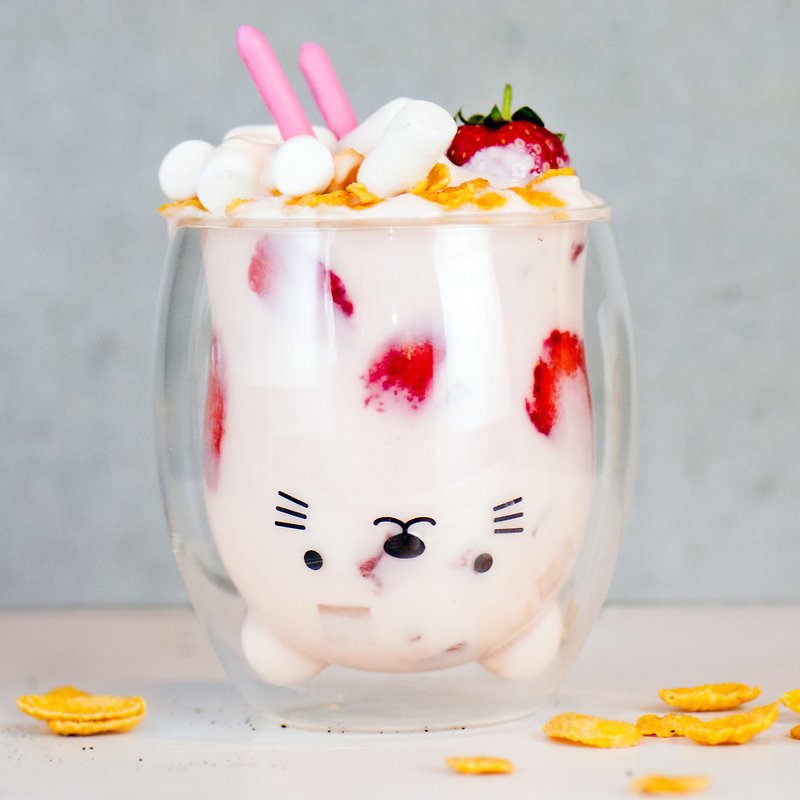 Two-layer cat mug - EcoWithPinkoi x GOODGLAS - 杯子 - 玻璃 透明