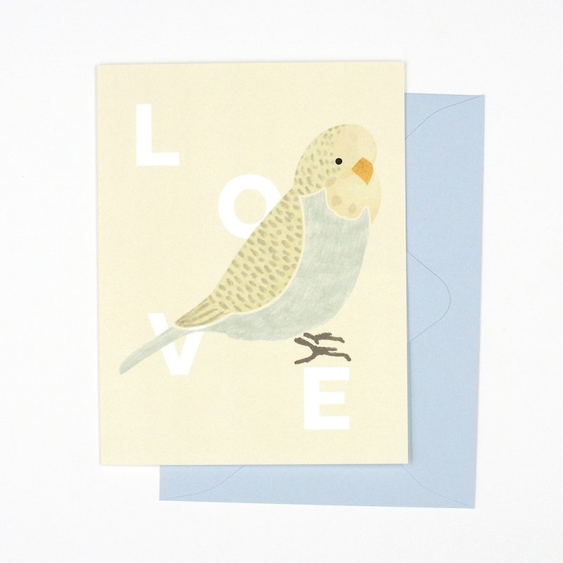 Parrot Love Greeting Card - 卡片/明信片 - 纸 黄色