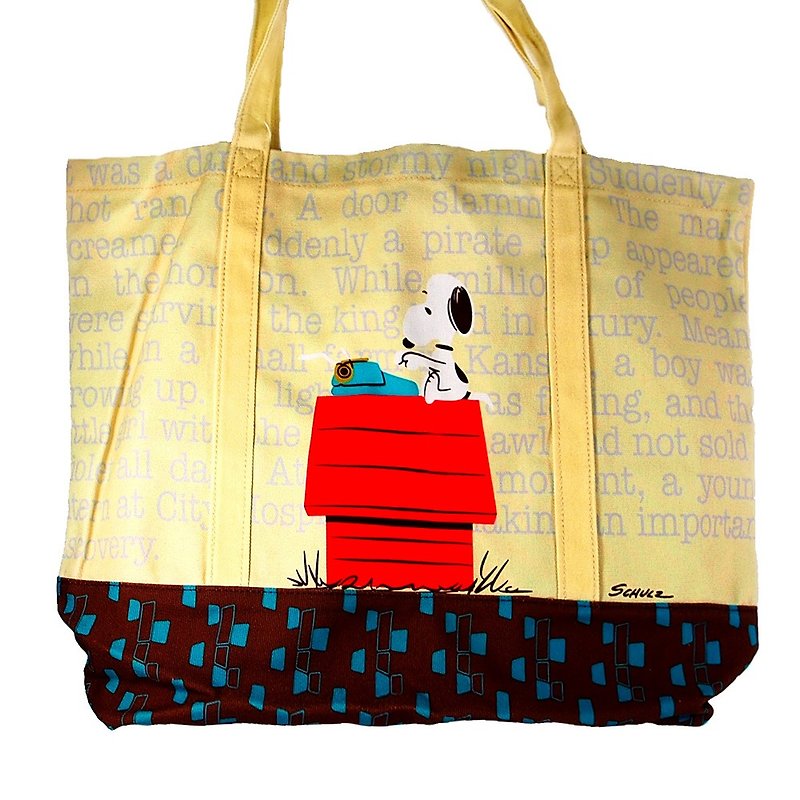 Snoopy帆布购物袋XL-红屋【Hallmark-Peanuts史努比 收纳/其他】 - 手提包/手提袋 - 其他材质 黄色