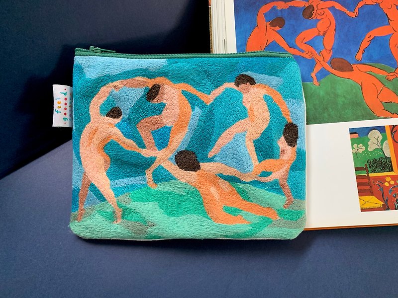Embroidery Pencil Case ( The Dance ) - 手提包/手提袋 - 棉．麻 蓝色