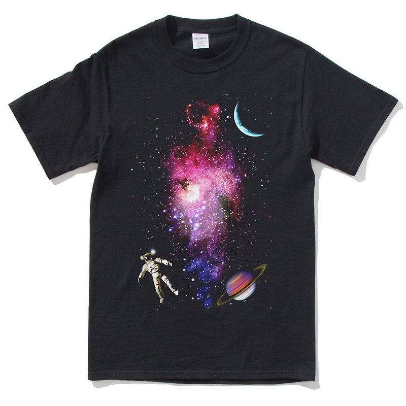 Outer Space 短袖T恤 黑色 太空 宇宙 银河系 星星 地球 天文 - 男装上衣/T 恤 - 棉．麻 黑色