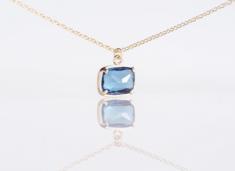 【14KGF】Necklace,Square Glass-Montana- - 项链 - 玻璃 蓝色