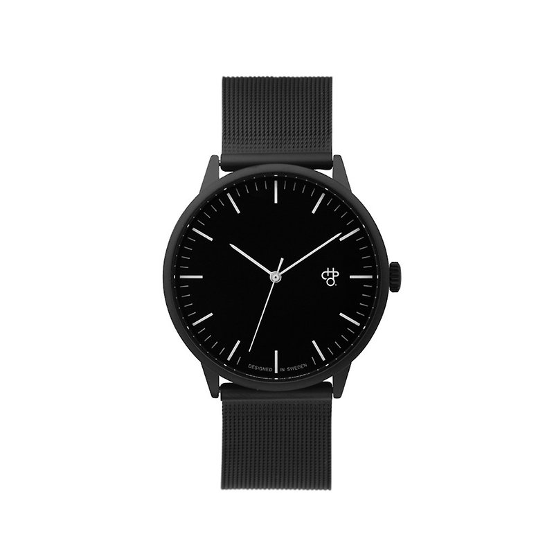 Nando系列 - Noir 黑银表盘 - 黑米兰带可调式 手表 - 男表/中性表 - 不锈钢 黑色