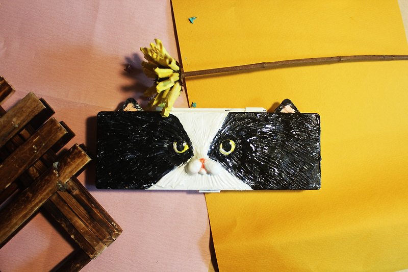 立体黑白猫铅笔盒 - 铅笔盒/笔袋 - 粘土 