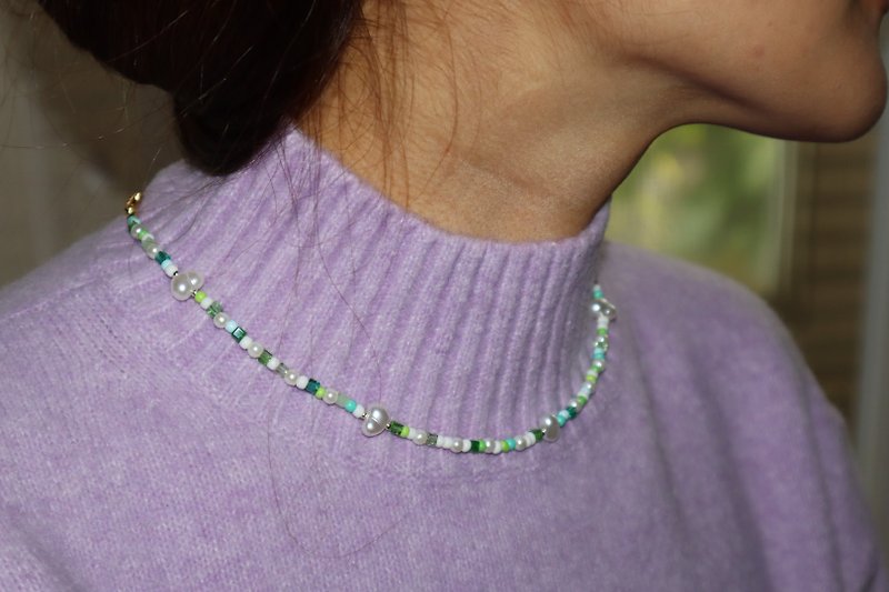 AUROS 手工串珠项链 - 项链 - 塑料 绿色