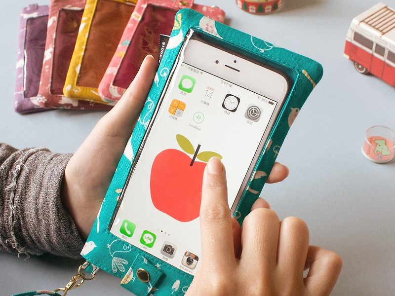【花布恋Fabric Series】5.9寸以下萤幕适用 可滑萤幕附绳手机袋(大) iPhone 6s Plus 可用 - 手机壳/手机套 - 其他材质 多色