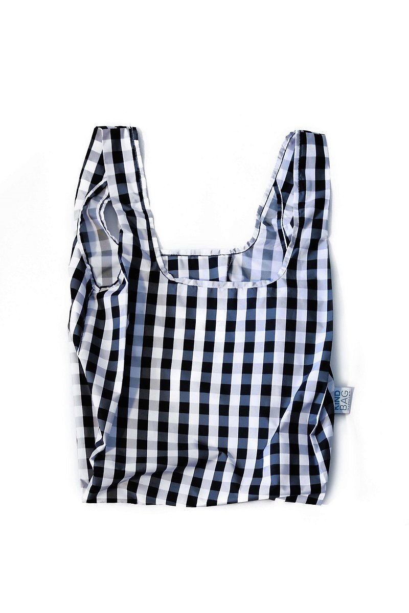 英国Kind Bag-环保收纳购物袋-中-黑白格纹 - 手提包/手提袋 - 防水材质 黑色