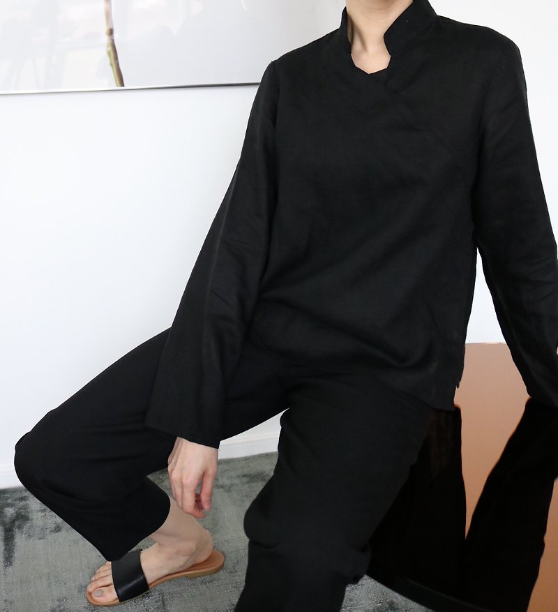 Fuko Blouse-重释中国风亚麻衬衫 改版 - 女装衬衫 - 棉．麻 