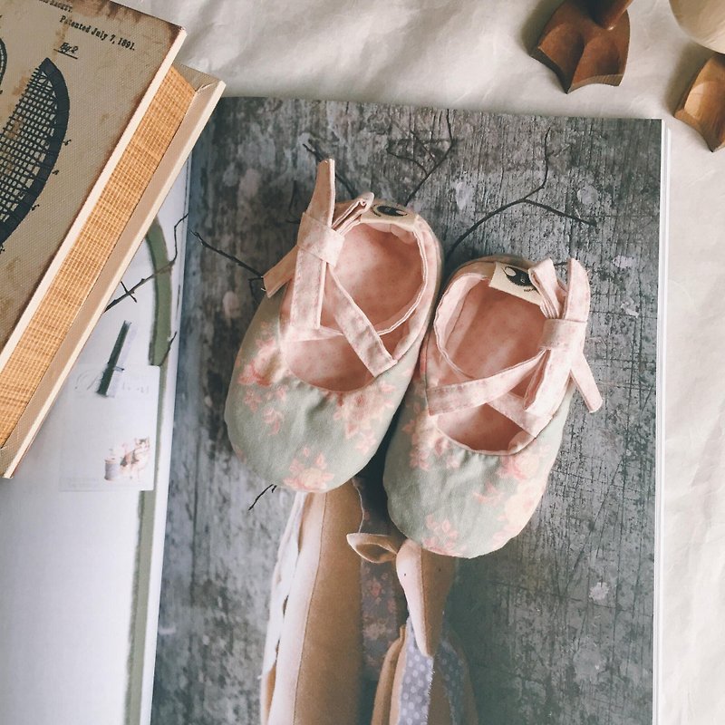 120挪威紫花圈绑带宝宝鞋婴儿鞋学步鞋 - 婴儿鞋 - 棉．麻 粉红色