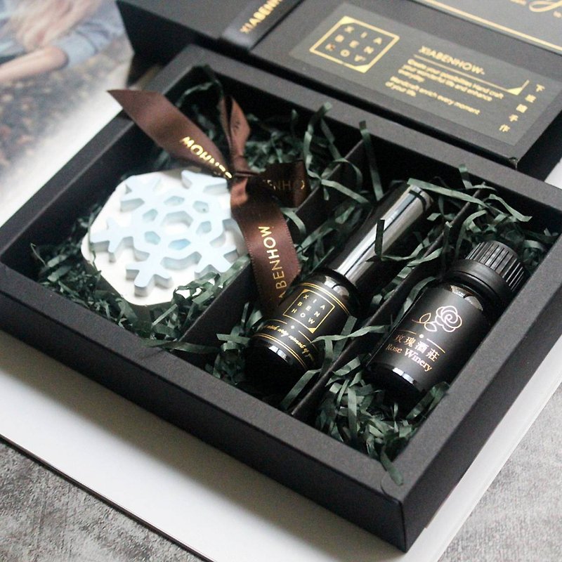 【圣诞礼盒】雪花扩香石香氛精油礼盒 - 蜡烛/烛台 - 玻璃 