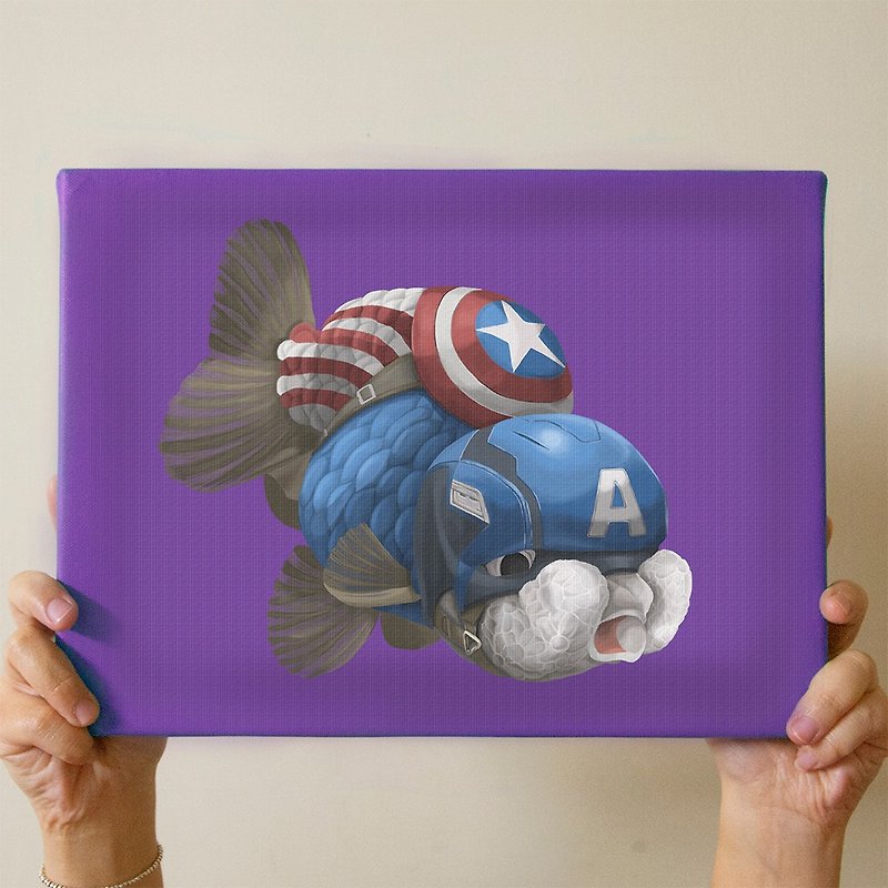 美国鱼长 captain america fish 板画 插画 - 海报/装饰画/版画 - 其他材质 紫色