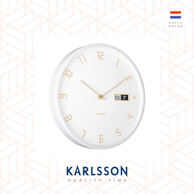 荷兰Karlsson, Wall clock Data Flip white 白色数字日期挂钟 - 时钟/闹钟 - 其他金属 白色