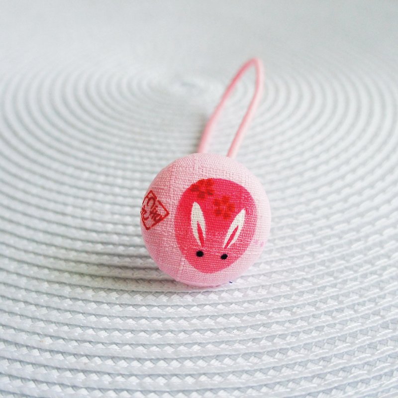 Lovely【日本布订制】桃红樱花兔子松紧发束、粉红底 - 发饰 - 棉．麻 粉红色