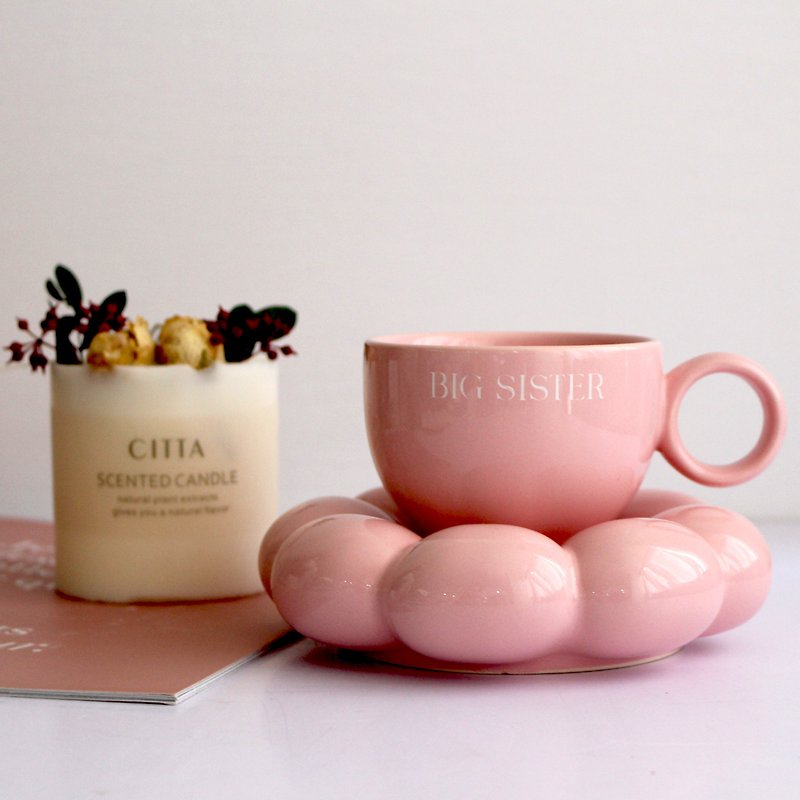 【北欧简约字母系列】花朵陶瓷咖啡杯碟套装 可爱杯子 女朋友礼物