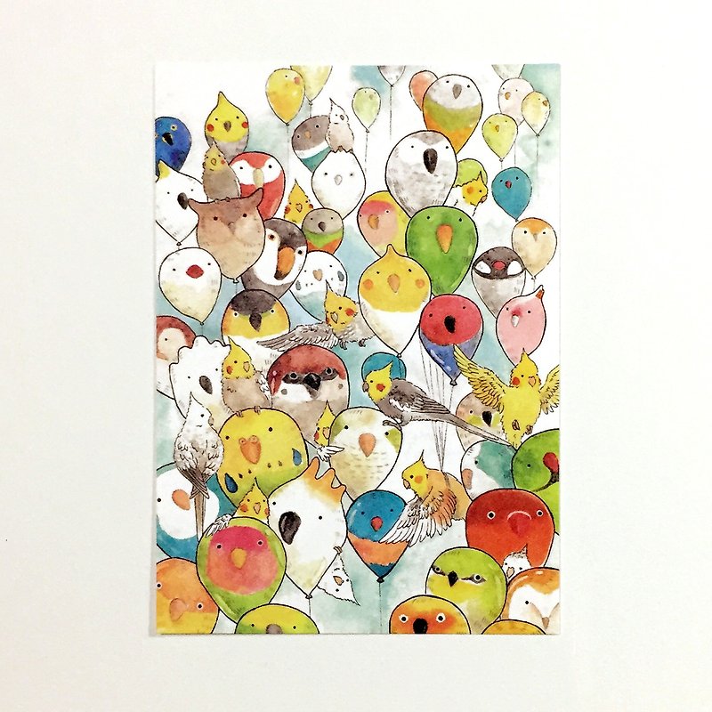 鹦鹉的日常-鹦鹉气球 插画明信片 - 卡片/明信片 - 纸 
