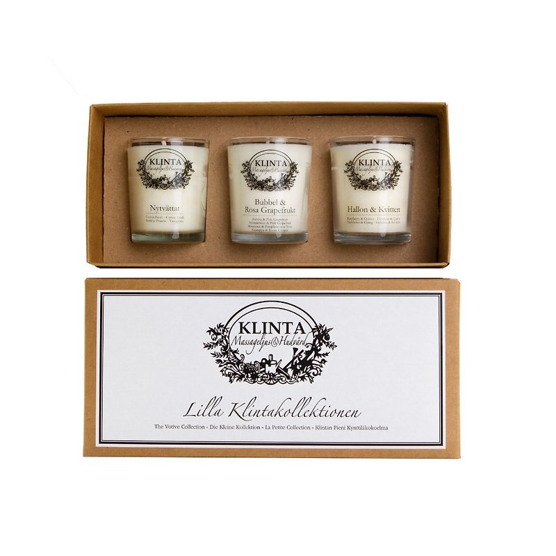 香氛按摩蜡烛三件组礼盒 (香槟葡萄柚& 覆盆莓木梨 & 清新棉) - 蜡烛/烛台 - 其他材质 白色