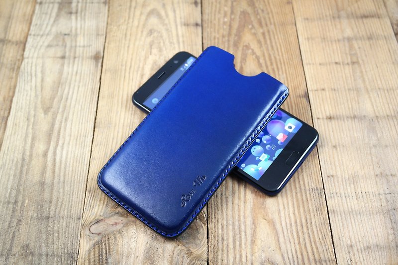APEE皮手工~塑型手机皮套~素面宝蓝~(HTC U11) - 其他 - 真皮 蓝色