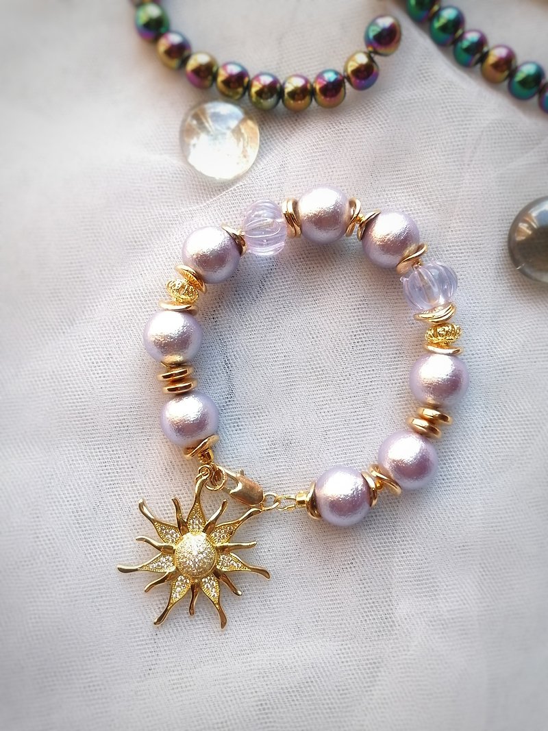 Japanese cotton pearls bracelet, bracelet for women, fashion - 手链/手环 - 珍珠 紫色
